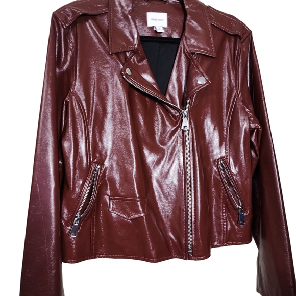 NWOT Nine West chocolate biker jacket size XL motorcycle jacket - Picture 3 of 13